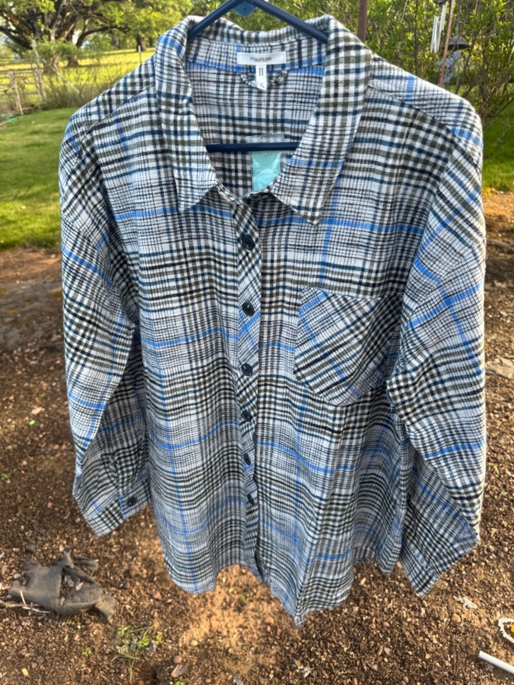 Maurices Blue, Black & White Plaid Shirt